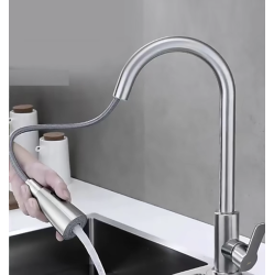 MAX FAUCETS Pull-Out Kitchen Faucet Single Handle 16" Brushed Nickel Finish