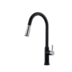 MAX FAUCETS Pull-Out Kitchen Faucet High-Arc Single Handle 18.5" Matte Black, Brushed Nickel Finish