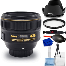 NIKON Af-S Nikkor 58MM F/1.4G Lens 2210 - 7PC Accessory Bundle