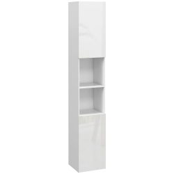 KLEANKIN 71" Tall Bathroom Storage Cabinet, High Gloss Narrow Linen Tower \w Open Shelves, 2 Doors Cabinets And Adjustable Shelves, for Kitchen