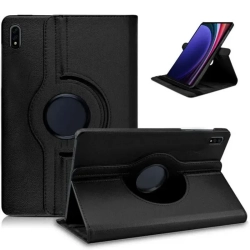 KEEGUARD Samsung Galaxy Tab S10 Plus 2024 / Tab S9 Plus 2023 12.4" Leather Case - 360° Rotate Smart Stand Cover In In Black