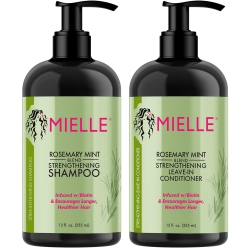 MIELLE Organics Rosemary Shampoo And Leave-In Conditioner Infused With Biotin, 12 OZ In Mint
