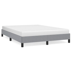 VIDAXL Queen Bed Frame, Fabric Upholstered Platform Bed Frame, Light Gray, No Mattress