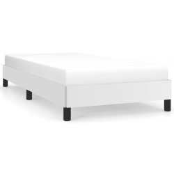 VIDAXL Twin Xl Bed Frame, Faux Leather Upholstered Platform Bed Frame, White, No Mattress