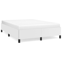 VIDAXL Full Bed Frame, Faux Leather Upholstered Platform Bed Frame, White, No Mattress