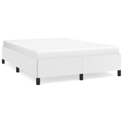 VIDAXL Queen Bed Frame, Faux Leather Upholstered Platform Bed Frame, White, No Mattress