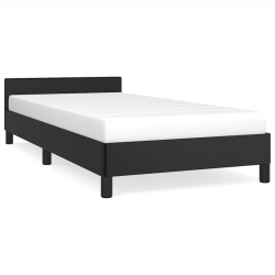 VIDAXL Twin Platform Bed Frame, Slats Support, Easy Assembly, No Mattress Faux Leather In Black