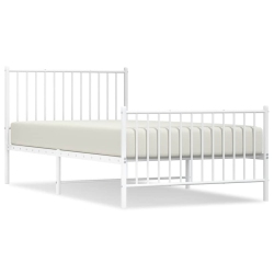 VIDAXL Metal Twin Xl Bed Frame With Headboard & Footboard, Heavy-Duty, No Mattress In White