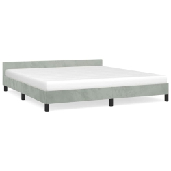 VIDAXL Velvet Platform Bed Frame, No Box Spring Needed/no Mattress, Light King Bed In Gray