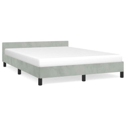 VIDAXL Velvet Platform Bed Frame, No Box Spring Needed/no Mattress, Light Full Bed In Gray