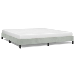 VIDAXL California King Bed Frame, Velvet Upholstered Platform Bed Frame, Light Gray, No Mattress