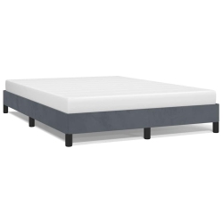 VIDAXL Queen Bed Frame, Velvet Upholstered Platform Bed Frame, Dark Gray, No Mattress