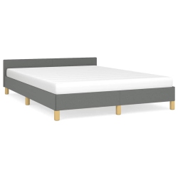 VIDAXL Fabric Queen Platform Bed Frame, Slats Support, Easy Assembly, No Mattress, Dark In Gray