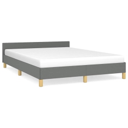 VIDAXL Fabric King Platform Bed Frame, Slats Support, Easy Assembly, No Mattress, Dark In Gray
