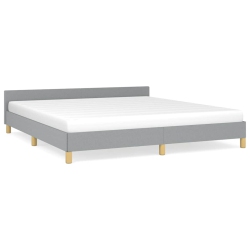 VIDAXL Fabric California King Platform Bed Frame, Easy Assembly, No Mattress, Light In Gray
