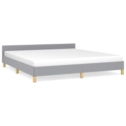 VIDAXL Fabric King Platform Bed Frame, Slats Support, Easy Assembly, No Mattress, Light In Gray