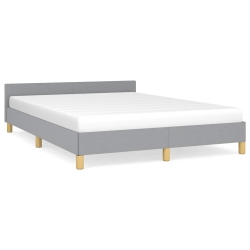 VIDAXL Fabric Full Platform Bed Frame, Slats Support, Easy Assembly, No Mattress, Light In Gray