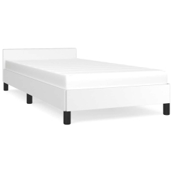 VIDAXL Twin Xl Platform Bed Frame, Slats Support, Easy Assembly, No Mattress Faux Leather In White