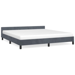 VIDAXL Velvet Platform Bed Frame, No Box Spring Needed/no Mattress, Dark California King Bed In Gray