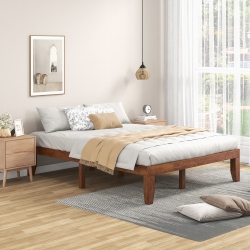 GYMAX 14" Full Size Wooden Platform Bed Frame W/ Strong Slat Support Cherry In Brown