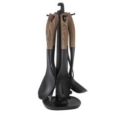 JS GOURMET - Kitchen Utensil Set With Storage Holder In Brown