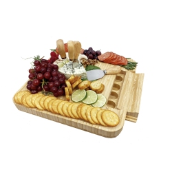 JS GOURMET - Large Bamboo Cheese Board With Sliding Drawer And 4 Knives