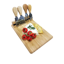 JS GOURMET - Bamboo Cheese Board With 4 Knives And Magnetic Holder