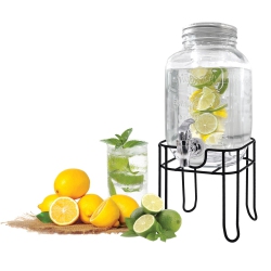 JS GOURMET - Glass Beverage Dispenser With Integrated Infuser, 4 Liter Capacity