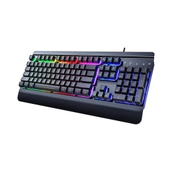 NIERBO 104 Keys All-Metal Panel, Rainbow Led Backlit Quiet Computer Keyboard, Wrist Rest, Multimedia Keys, Anti-Ghosting Keys, Waterproof Light Up