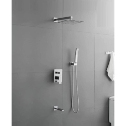 MAX FAUCETS Square Tub Shower System Three Functions With Valve Chrome Finish