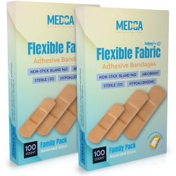 MEDCA Flexible Fabric Adhesive Bandages for Comfortable Flexible Large Protection & Wound Care Of Minor Cuts, Scrapes, & Wounds, Assorted Sizes