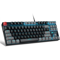 NIERBO 75% Mechanical Gaming Keyboard With Switch, Led Blue Backlit 87 Keys Compact Tkl Wi Computer Keyboard for Windows Laptop PC Gamer - Black/gray