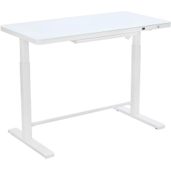 UNCAGED ERGONOMICS (Ruglass) Rise Up Electric Height Adjustable Sit/stand Desk (White Glass Top/white Frame)