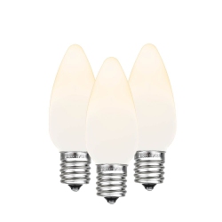 NOVELTY LIGHTS LLC Novelty Lights 25 Pack C7 Ceramic Style Led Christmas Lights, Opaque Replacement Bulbs \w E12 Base, Shatterproof Plastic, 3