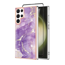 SUPERSHIELD 【】for Samsung Galaxy S23 Ultra Tpu Soft Case Slim Cute Men Women Lady Silicone Shockproof Protective Flower Pattern Case-Purple \w