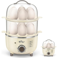 BEAR Egg Cooker - 14 Egg Capacity Rapid Electric Egg Cooker \w Auto Shut-Off Timer for Hard Boiled Eggs, Poached Eggs, Scrambled Eggs, Or Omelets