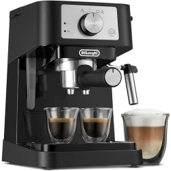 DE'LONGHI Manual Espresso Machine, Latte & Cappuccino Maker, 15 Bar Pump Pressure + Manual Milk Frother Steam Wand / Stainless, Ec260Bk In Black