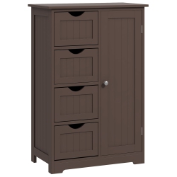 KLEANKIN Bathroom Cabinet, Floor Storage Cabinet With Adjustable Shelf And 4 Drawers, Freestanding Side Cabinet for Washroom, Entryway In Brown