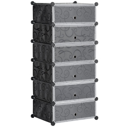 HOMCOM 6 Cube Storage Organizer, Modular Closet Organizers, Shoe Cabinet for Bedroom Living Room Entryway In Black