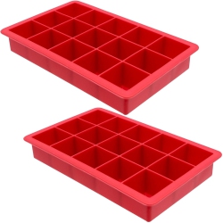 STARFRIT - Set Of 2 Soft Silicone Ice Cube Molds, 15 Cube Capacity In Red
