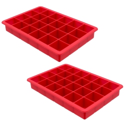 STARFRIT - Set Of 2 Soft Silicone Ice Cube Molds, 24 Cube Capacity In Red