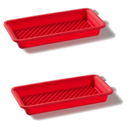 STAFRIT Starfrit - Set Of 2 Soft Silicone Baking Dishes, Dishwasher Safe In Red