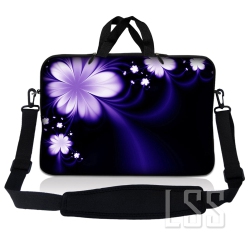 LSS Laptop Skin Shop 15-15.6 Inch Neoprene Laptop Sleeve Bag Carrying Case With Handle And Adjustable Shoulder Strap - Flower Floral In Purple