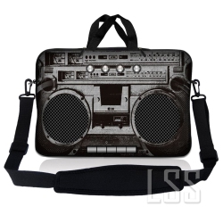 LSS Laptop Skin Shop 10-11.6 Inch Neoprene Laptop Sleeve Bag Carrying Case With Handle And Adjustable Shoulder Strap - Cassette Player Design