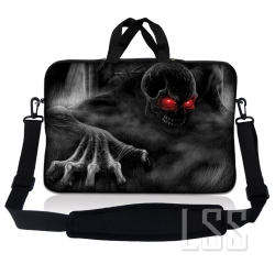 LSS Laptop Skin Shop 12 - 13.3 Inch Neoprene Laptop Sleeve Bag Carrying Case With Handle And Adjustable Shoulder Strap - Eye Dark Ghost Zhombie Skull