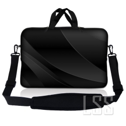 LSS Laptop Skin Shop 8 - 10.2 Inch Neoprene Laptop Sleeve Bag Carrying Case With Handle And Adjustable Shoulder Strap - Vinyl Strips In Black