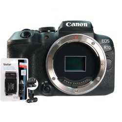 CANON Eos R10 Mirrorless Camera Body With Replacement Battery And Charger In Black