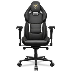 COUGAR Hotrod Office Gaming Chair - Ergonomic, High Back Premium Breathable Pvc Leather Reclining Backrest Headrest & Lumbar Cushions, Black/gold
