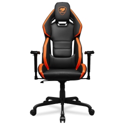 COUGAR Hotrod Office Gaming Chair - Ergonomic, High Back Premium Breathable Pvc Leather Reclining Backrest Headrest & Lumbar Cushions, Orange/black