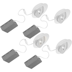 BAZZ 4 Pack Studio 3000K Integrated Led Recessed Light, Gimbal Fixture, Matte White, Disk360W4